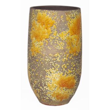 Vase à fleurs en céramique TSCHIL, rustique, dégradé, jaune ocre-marron, 35cm, Ø18cm