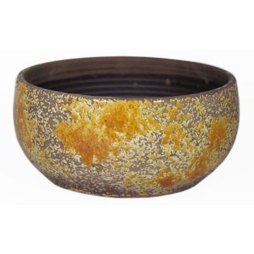 Coupe décorative en céramique TSCHIL, rustique, dégradé, jaune ocre-marron, 17cm, Ø35cm