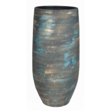 Vase en céramique AETIOS, dégradé, bleu-or, 35cm, Ø18cm