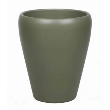 Vase conique pour orchidées NAZARABAD, céramique, vert olive mat, 17cm, Ø14cm