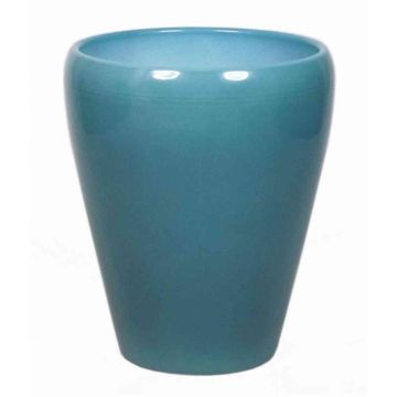 Vase conique pour orchidées NAZARABAD, céramique, bleu océan, 17cm, Ø14cm