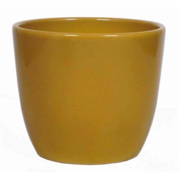 Pot en céramique pour plantes petit TEHERAN BASAR, jaune ocre, 9,8cm, Ø12cm