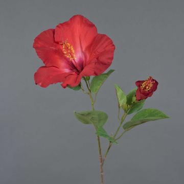 Hibiscus en tissu OAHU avec fleurs, rouge, 65cm