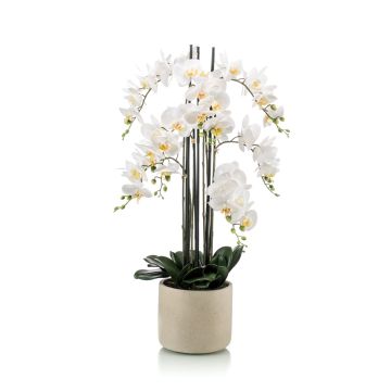 Orchidée artificielle Phalaenopsis CECILE, pot en céramique, blanc, 100cm