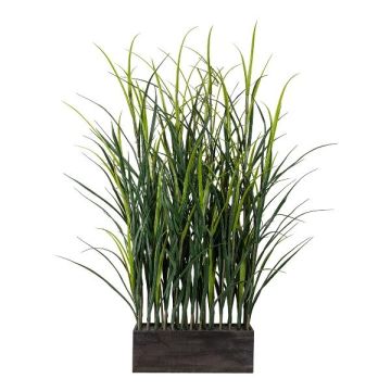 Herbe artificielle - Séparation de pièce en panicum ULINKA dans un bac en bois, vert, 70x50x90cm