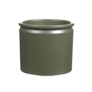 Cache-pot ALCHIBA en céramique, vert mat, 12,5cm, Ø14cm