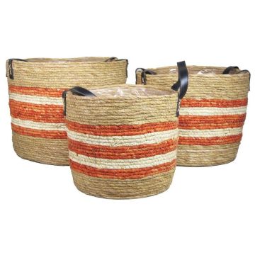 Corbeille à fleurs ANJULICA, 3 pièces, orange-beige, 24-32cm, Ø28-36cm