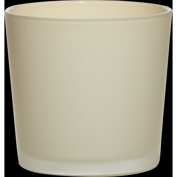 Pot de fleurs en verre ALENA FROST, beige mat, 11cm, Ø11,5cm