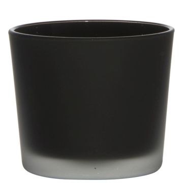 Bougeoir en verre ALENA FROST, noir mat, 9cm, Ø10cm