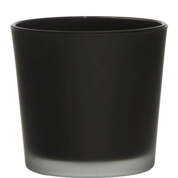 Pot de fleurs en verre ALENA FROST, noir mat, 11cm, Ø11,5cm