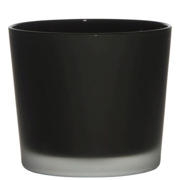 Pot de fleurs en verre ALENA FROST, noir mat, 12,5cm, Ø14,5cm