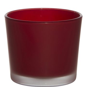 Bougeoir en verre ALENA FROST, rouge mat, 9cm, Ø10cm