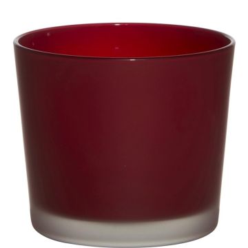 Pot de fleurs en verre ALENA FROST, rouge mat, 12,5cm, Ø14,5cm