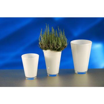 Vase à fleurs conique ANNA EARTH en verre, blanc, 15cm, Ø11cm