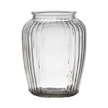 Vase en verre NOLAN, rayures verticales, transparent, 19,5cm, Ø15,5cm