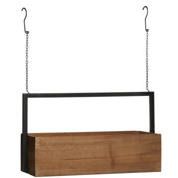 Bac à fleurs AILSA en bois avec anse en métal, marron, 58,5x16x48,5cm