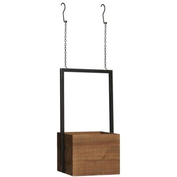 Bac à fleurs AILSA en bois avec anse en métal, marron, 26x23,5x52cm