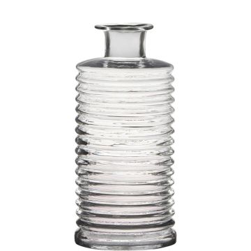 Vase bouteille en verre STUART avec rainures, transparent, 31cm, Ø14,5cm