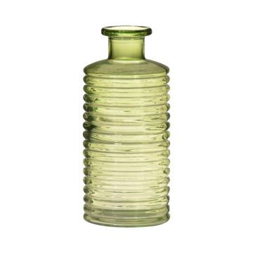 Vase bouteille en verre STUART avec rainures, vert-transparent, 31cm, Ø14,5cm
