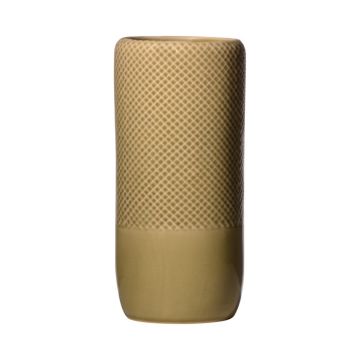 Vase décoratif en céramique DANYLO, motif losange, vert-marron, 28cm, Ø13cm