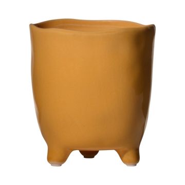 Pot à plantes CATIA avec pieds, céramique, orange-marron, 10cm, Ø12cm