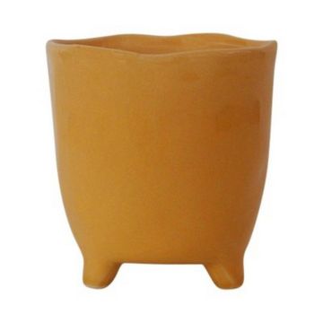 Pot à plantes CATIA avec pieds, céramique, orange-marron, 15cm, Ø13,5cm