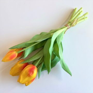 Bouquet de tulipes artificielles LEANA, orange, 30cm, Ø20cm
