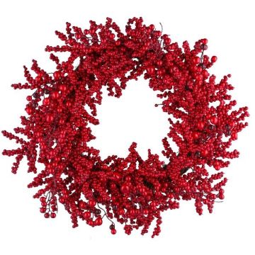 Couronne artificielle de symphorines VELMO, rouge, Ø60cm