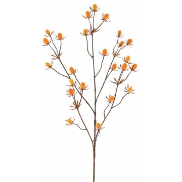 Branche de chardon artificielle (Eryngium) LOUKAS, jaune-orange, 70cm, Ø1,5cm