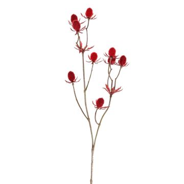 Branche de chardon artificielle (Eryngium) LOUKAS, rouge, 45cm, Ø1,5cm