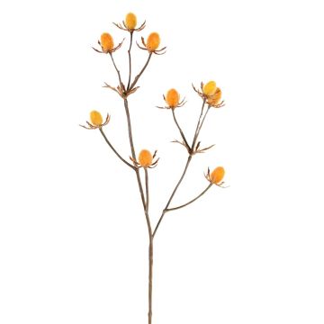 Branche de chardon artificielle (Eryngium) LOUKAS, jaune-orange, 45cm, Ø1,5cm