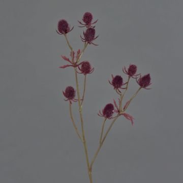 Branche de chardon artificielle (Eryngium) LOUKAS, bordeaux, 45cm, Ø1,5cm