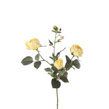 Branche de rose en tissu DIAMANTIS, jaune, 75cm