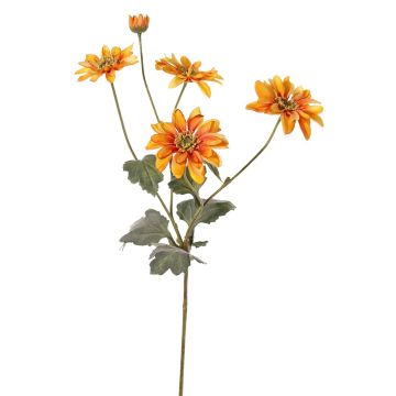 Chrysanthème en tissu INDALI, orange-jaune, 65cm, Ø6,5-8cm