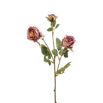 Tige de rose en tissu KONTURA, vieux violet, 60cm