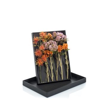 Bouquet de fleurs artificielles à créer soi-même JADEA, boîte cadeau, orange-lilas, 30cm, Ø18cm