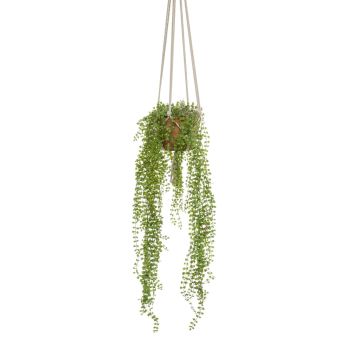 Suspension figuier rampant artificiel AMADOR, pot en terre cuite, vert, 100cm