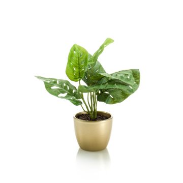 Philodendron artificiel Monstera Deliciosa PUYA, pot en céramique doré, 30cm