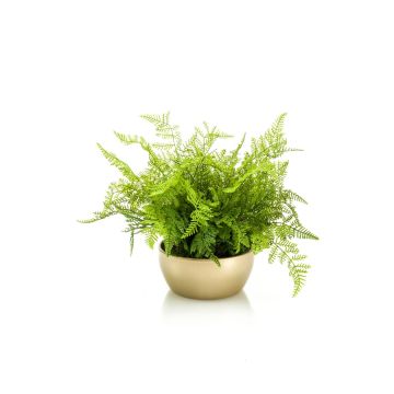 Fougère artificielle HANNU, coupe en céramique dorée, vert, 40cm, Ø45cm
