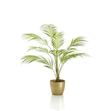 Palmier de montagne artificiel ALUVIAL, pot en céramique doré, 85cm