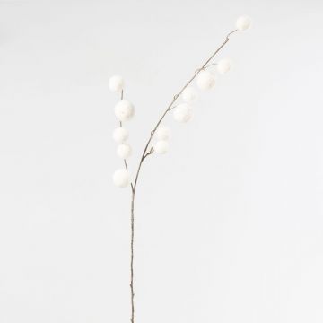 Branche artificielle Gomphocarpus AOLANI avec fruits, paillettes, blanc, 100cm