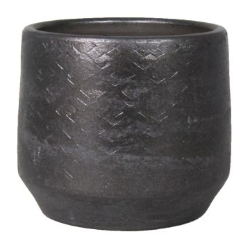 Cache-pot en céramique MAIVIN, motif losange, noir, 26cm, Ø29cm