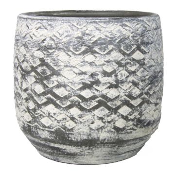 Cache-pot en céramique MAIVIN, motif losange, gris, 36cm, Ø39cm