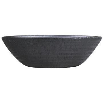 Coupe à fruits en céramique TIAM avec rainures, noir mat, 47x23x14cm