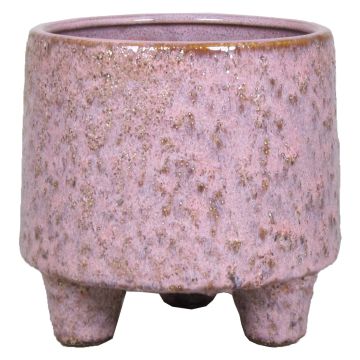 Pot de fleurs en céramique NOREEN, moucheté, sur pieds, marron-rose, 12cm, Ø12,8cm