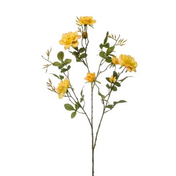 Branche de rosier décorative JANINA, jaune, 90cm