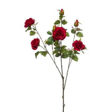 Branche de rose décorative HUMAM, rouge, 110cm
