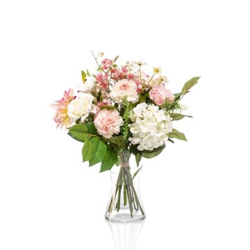 Bouquet de fleurs artificielles FEME, blanc-rose, 60cm, Ø40cm
