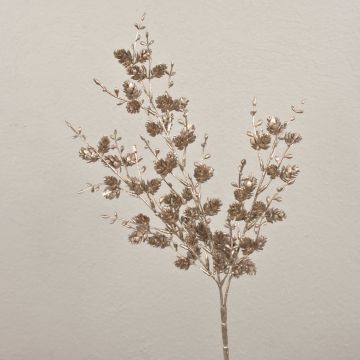 Branche de pin décorative EMERIC avec pommes de pin, or, 45cm