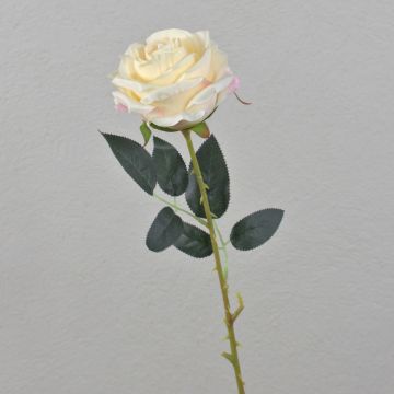 Rose artificielle ELEAZAR, crème-abricot, 65cm, Ø9cm